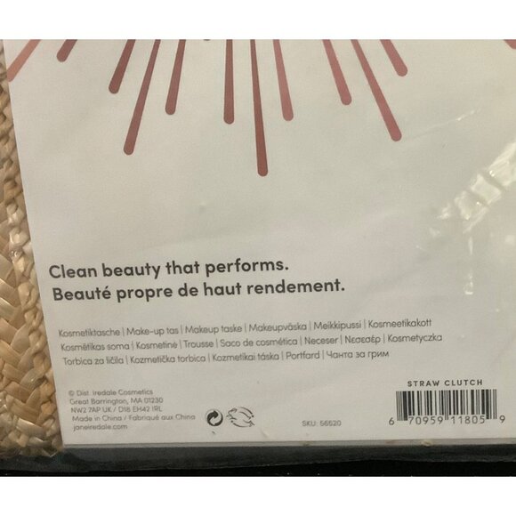 Jane Iredale Straw Clutch Cosmetic Bag NEW Woven Chic Storage - Picture 4 of 5